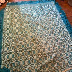 Vintage handwoven twin bed coverlet
